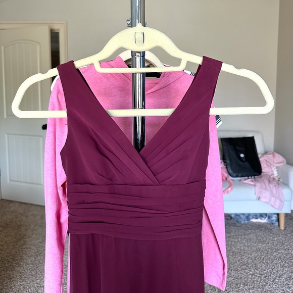 David’s Bridal Chiffon Surplice Tank Junior Bridesmaid Dress - Picture 3 of 7